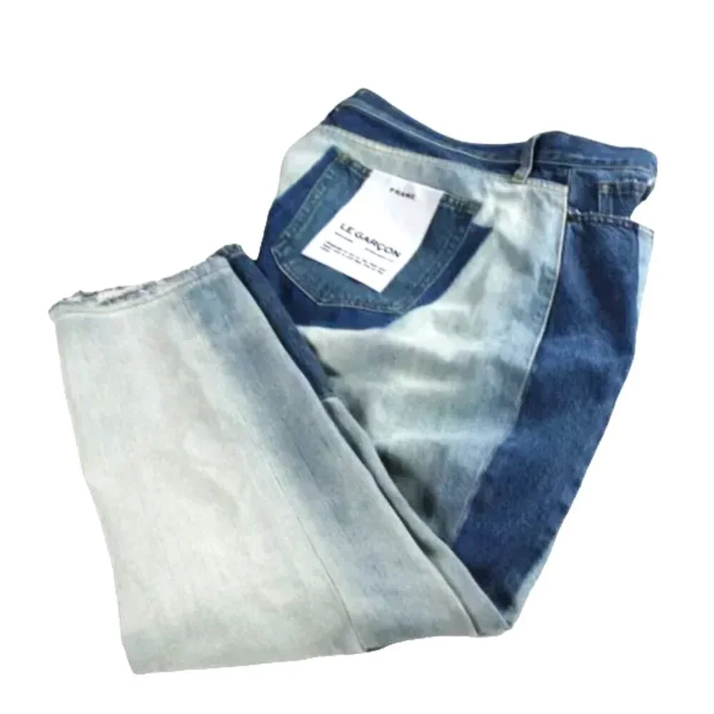 Frame Dinsmore Le Garcon Mix Media Blue Fade  Denim Mid Rise Straight